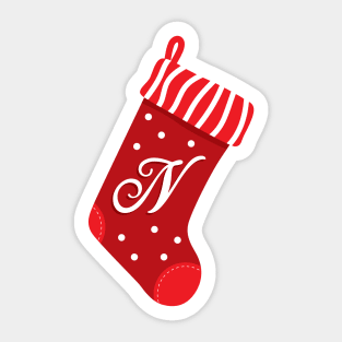 Christmas Stocking with Letter N Sticker